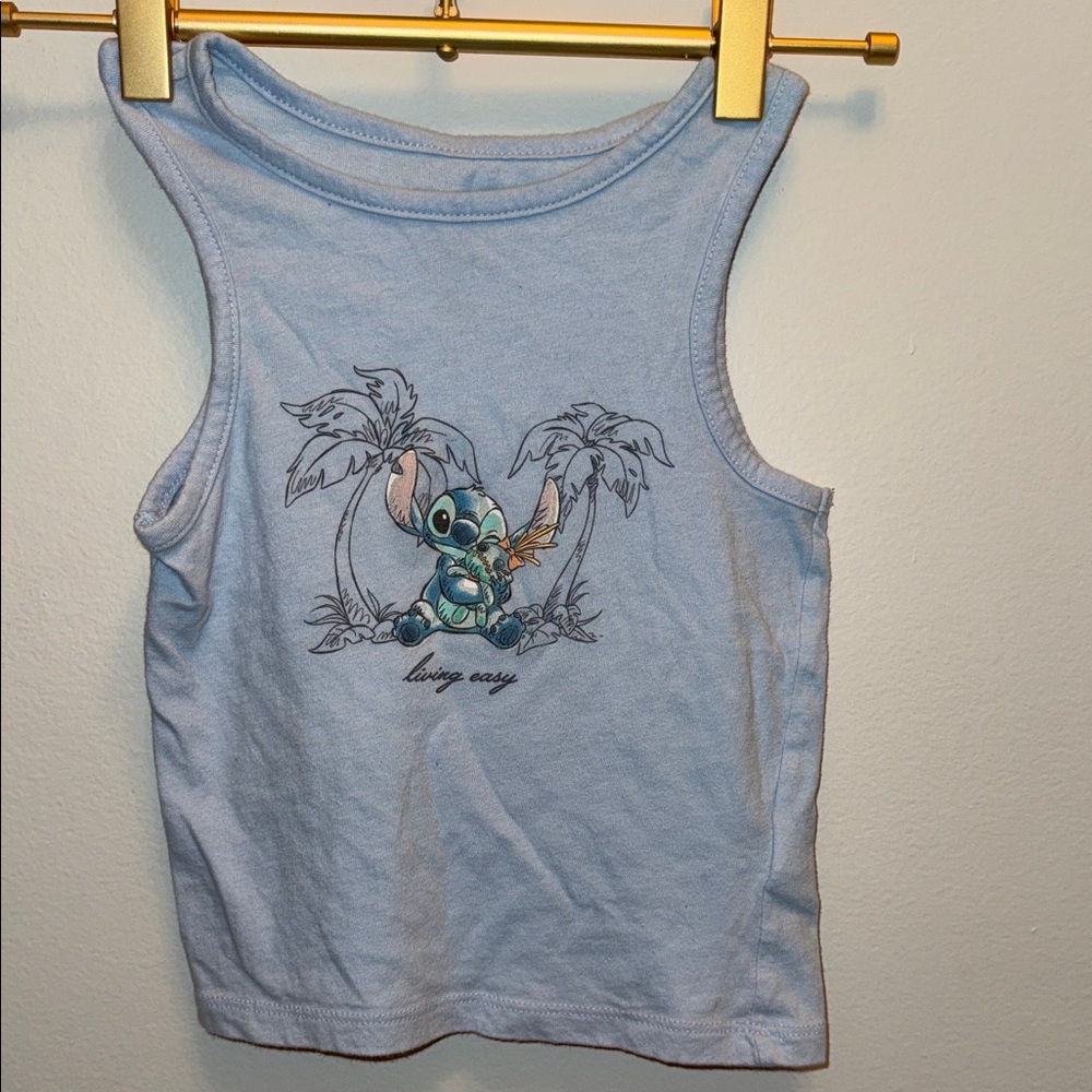 Old Navy Small 6-7 Disney Light Blue Stitch Graphic Tank Top